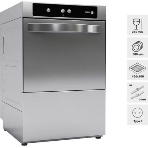 Fagor WGC-400-B Bardak Yıkama Makinesi, 40x40 Cm Sepet Ölçüsü, Boşaltım Pompalı